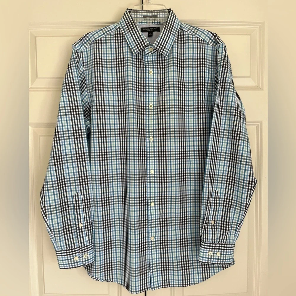 Banana Republic Grant Fit Non Iron Long Sleeve Button Down Shirt Size Large